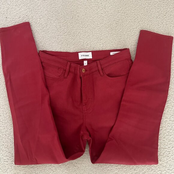 Frame Le High Skinny Jeans in Red Coated Stretch -  29 - Picture 2 of 9